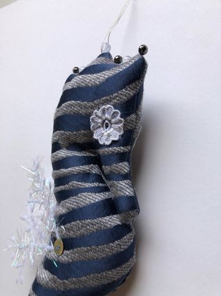 Caballito de mar textil azul gris