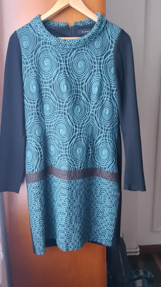 Vestido DIVAS Talla 42 Negro y Turquesa