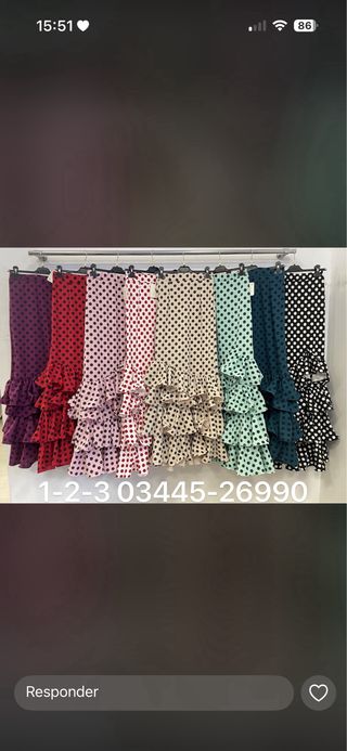 Falda flamenca volantes negra Talla S