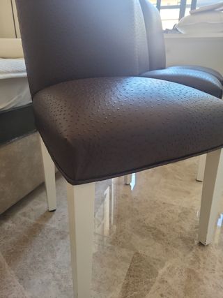 Juego 4 Sillas Comedor Piel Sintética Marrón