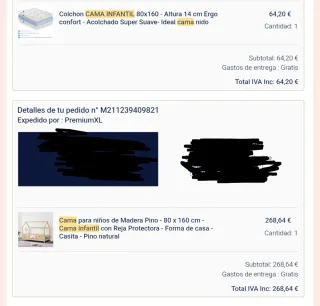 Cama infantil madera + colchón