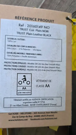 Chaqueta Cuero Moto Helstons Trust Talla L