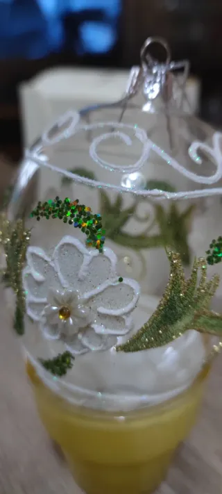 Palline Natale Vetro Floreali Rosa