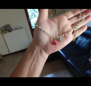 Collana cristalli turchesi, pesciolino e corallo