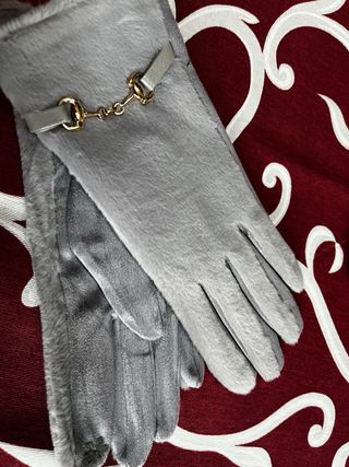 Guanti donna grigi con fibbia dorata