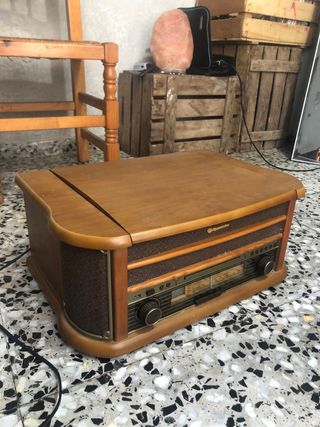 equipo de música vinilo tocadiscos radio y cinta