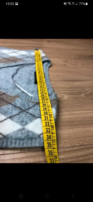 Gilet uomo cashmere S grigio quadri