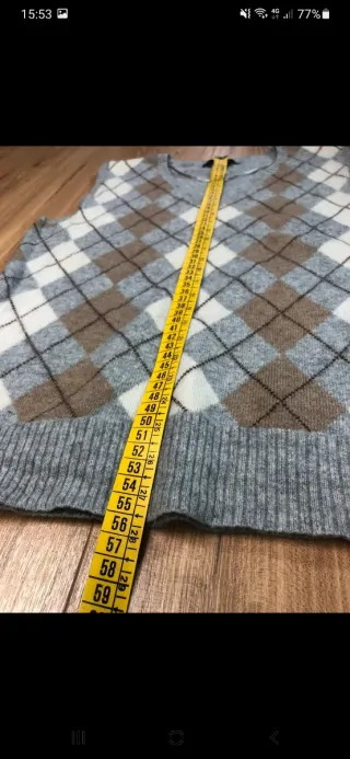 Gilet uomo cashmere S grigio quadri