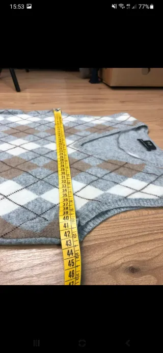 Gilet uomo cashmere S grigio quadri