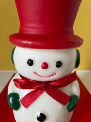 Candela Pupazzo di Neve Rosso e Bianco