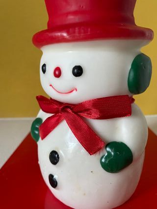 Candela Pupazzo di Neve Rosso e Bianco