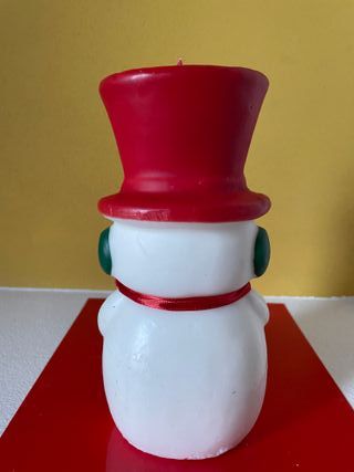 Candela Pupazzo di Neve Rosso e Bianco