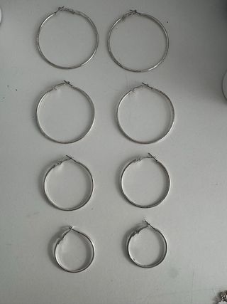 Conjunto 4 pares pendientes aro plateados