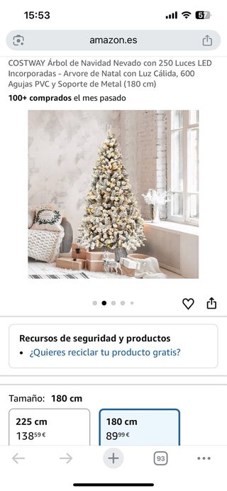 Árbol de Navidad 180 cm con luces integradas