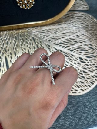 Anillo Lazo con Circonitas - acero inoxidable