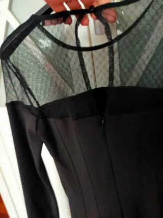 Vestido fiesta negro manga larga XXS