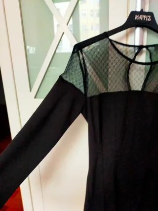 Vestido fiesta negro manga larga XXS