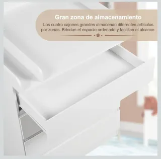 Cambiador Bebé Cómoda 4 Cajones Blanco
