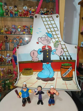 RAREZA FIGURAS POPEYE + DELANTAL VINTAGE AÑOS 80