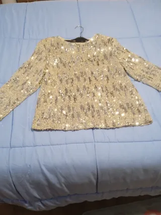 Top lentejuelas dorado y plateado