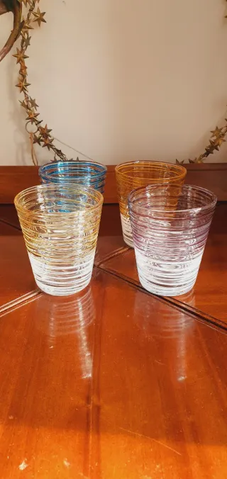 Lotto 4 Bicchieri Fantasia Decorati Vetro