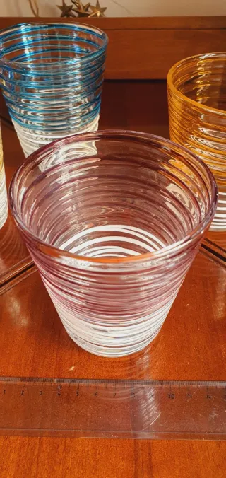 Lotto 4 Bicchieri Fantasia Decorati Vetro