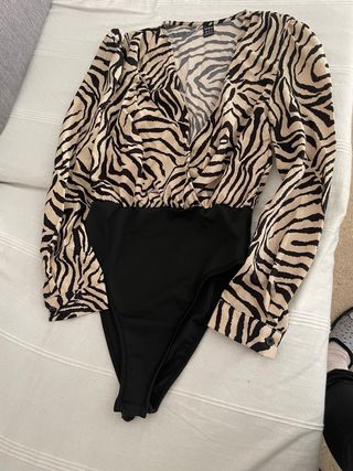 Body estampado cebra manga larga