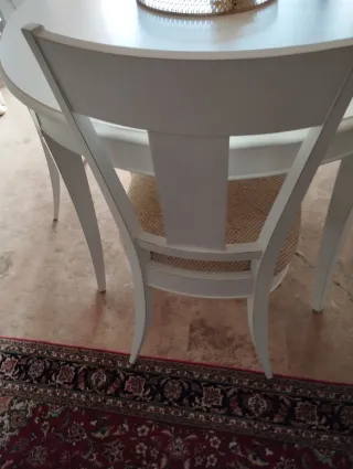 Mesa extensible madera maciza + 6 sillas