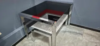 Mesa de centro cristal y metal 117x90 y 76 de alto