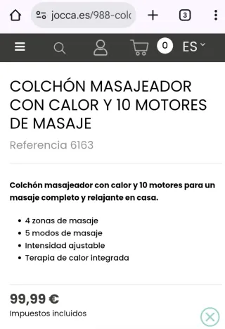 Masajeador colchon Jocca