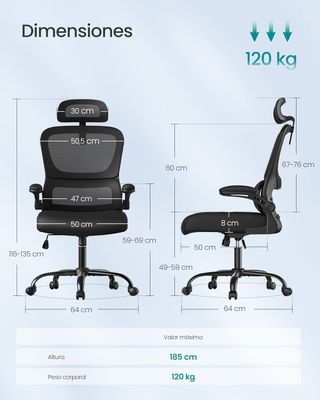 Silla oficina SONGMICS ergonómica malla negra OBN041B01