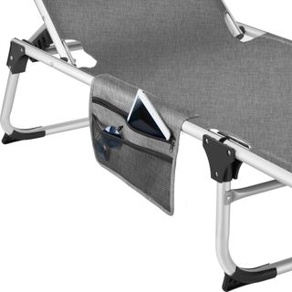 Tumbona plegable reposacabezas ajustable en 6 posiciones gris jaspeado