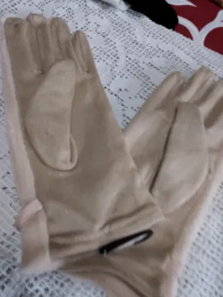 Guanti donna pelliccia sintetica fibbia oro