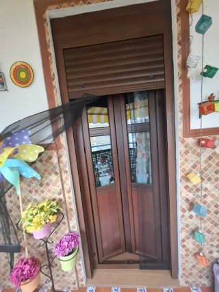 Puerta doble roble aluminio