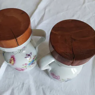 Set Oliera e Acetiera in Porcellana con Tappi in L