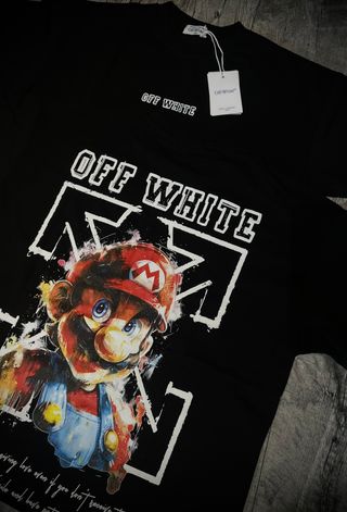 Camiseta Off-White Negra y Dorada Caballero