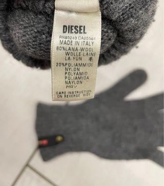 Guanti in lana Diesel grigi