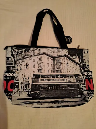 Bolso R Londres Negro y Rojo