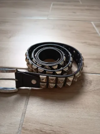 Cintura vera pelle borchie argento