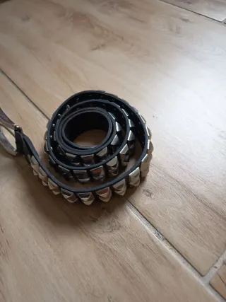 Cintura vera pelle borchie argento