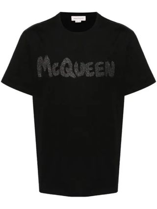 Camiseta Alexander McQueen Negra Logo Brillante