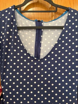 Vestido Flamenca Lunares Blanco Azul