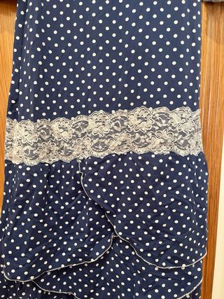 Vestido Flamenca Lunares Blanco Azul