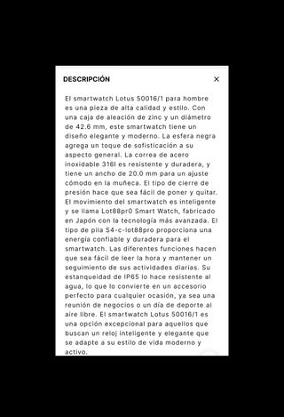 Lotus Smartime Smartwatch Negro