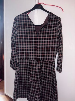 Vestito a quadri nero e rosa