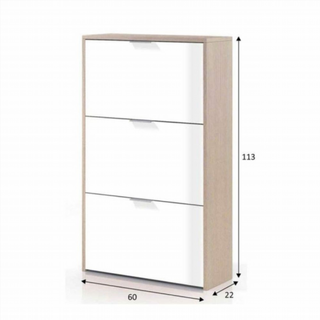 Zapatero 3 Trampones. Blanco Brillo y Roble