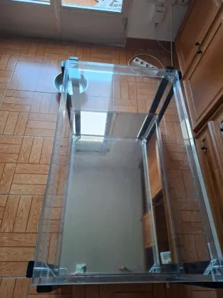 Mesa de centro cristal y metal