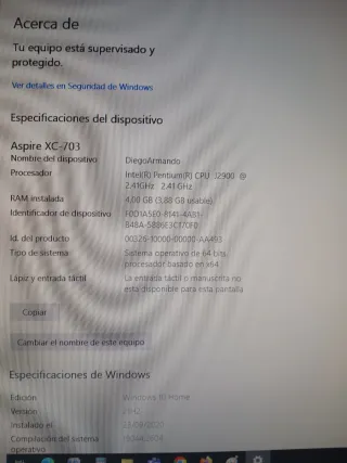 Ordenador Sobremesa Acer XC-703 Negro CON TODO