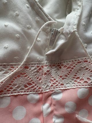 Vestido Flamenca Lunares Rosa y Blanco