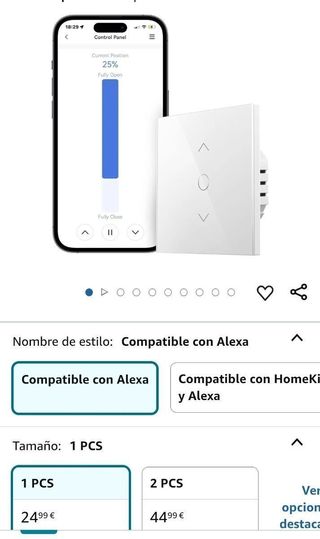 Meross Interruttore per Tende, Interruttore per Persiane LED Smart WiFi, Compatibile con Alexa e Google Assistant, Controllo in Percentuale, 2.4GHz (Necessita Cavo Neutro)